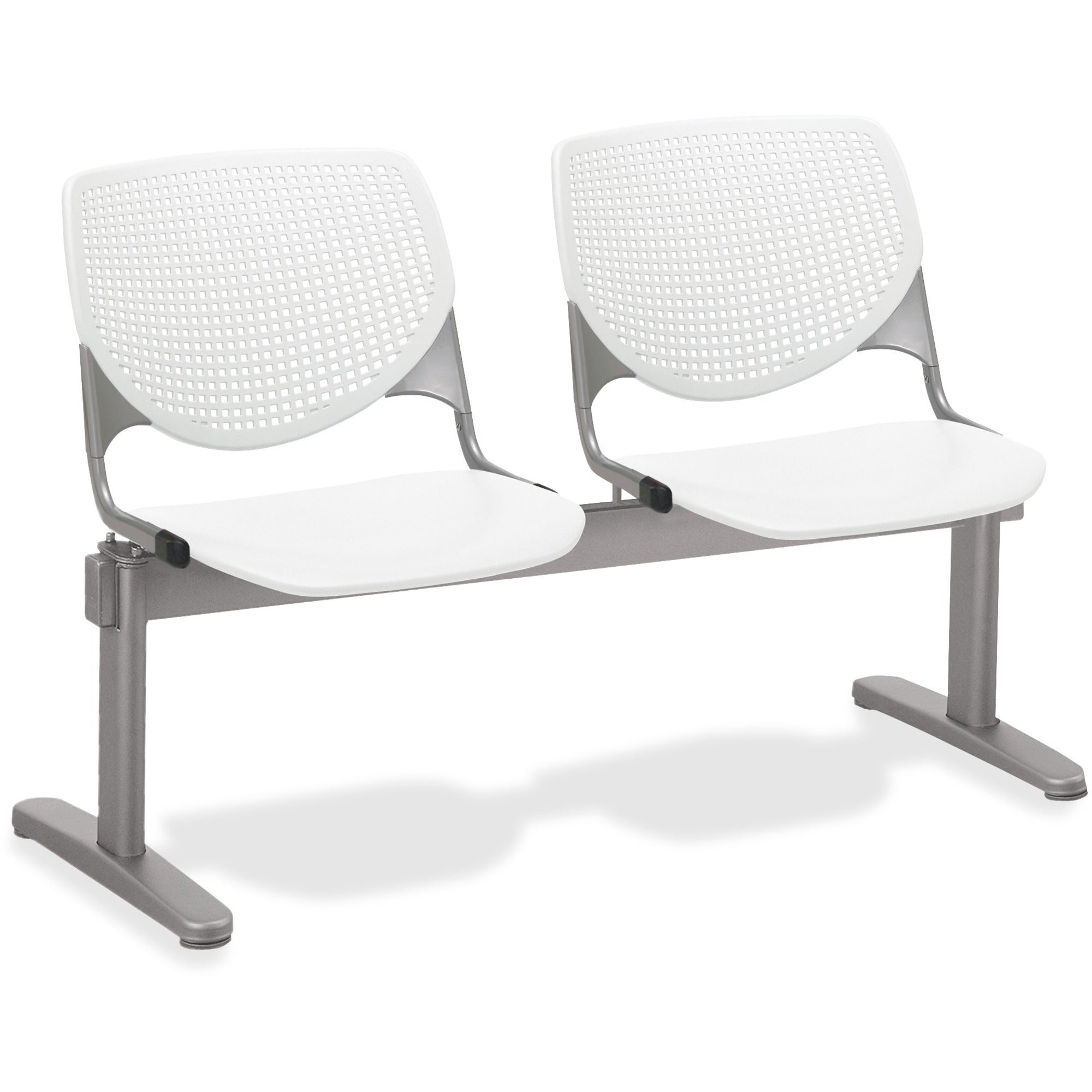 KFI KOOL 2 Seat Beam, Polypropylene Seat and Back, Powder Coated Silver Steel Frame, White, 2 Seats, 1 Each