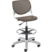 KFI Kool Collection 2300 Armless Stool with Casters, Polypropylene Seat and Back, Powder Coated Silver Steel Frame, 5-Star Base, Brownstone, 1 Each