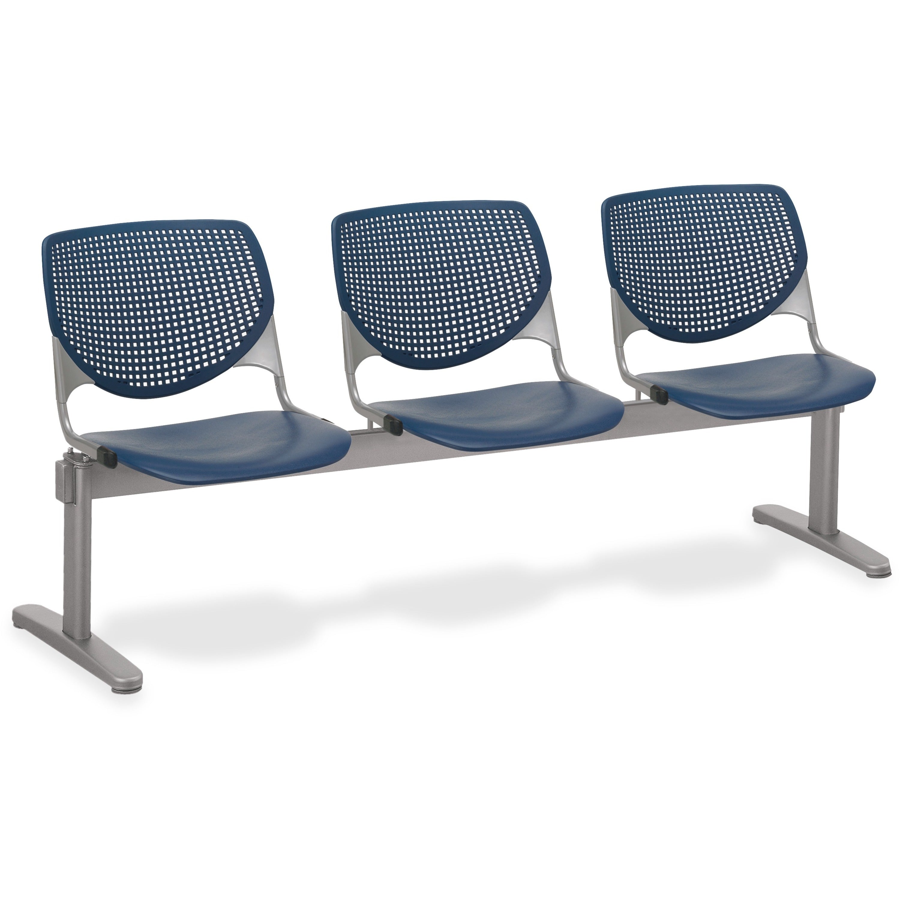 KFI KOOL 3 Seat Beam, Polypropylene Seat and Back, Powder Coated Silver Steel Frame, Navy, 3 Seats, 1 Each