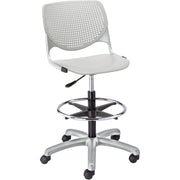 KFI Kool Collection 2300 Armless Stool with Casters, Polypropylene Seat and Back, Powder Coated Silver Steel Frame, 5-Star Base, Light Gray, 1 Each