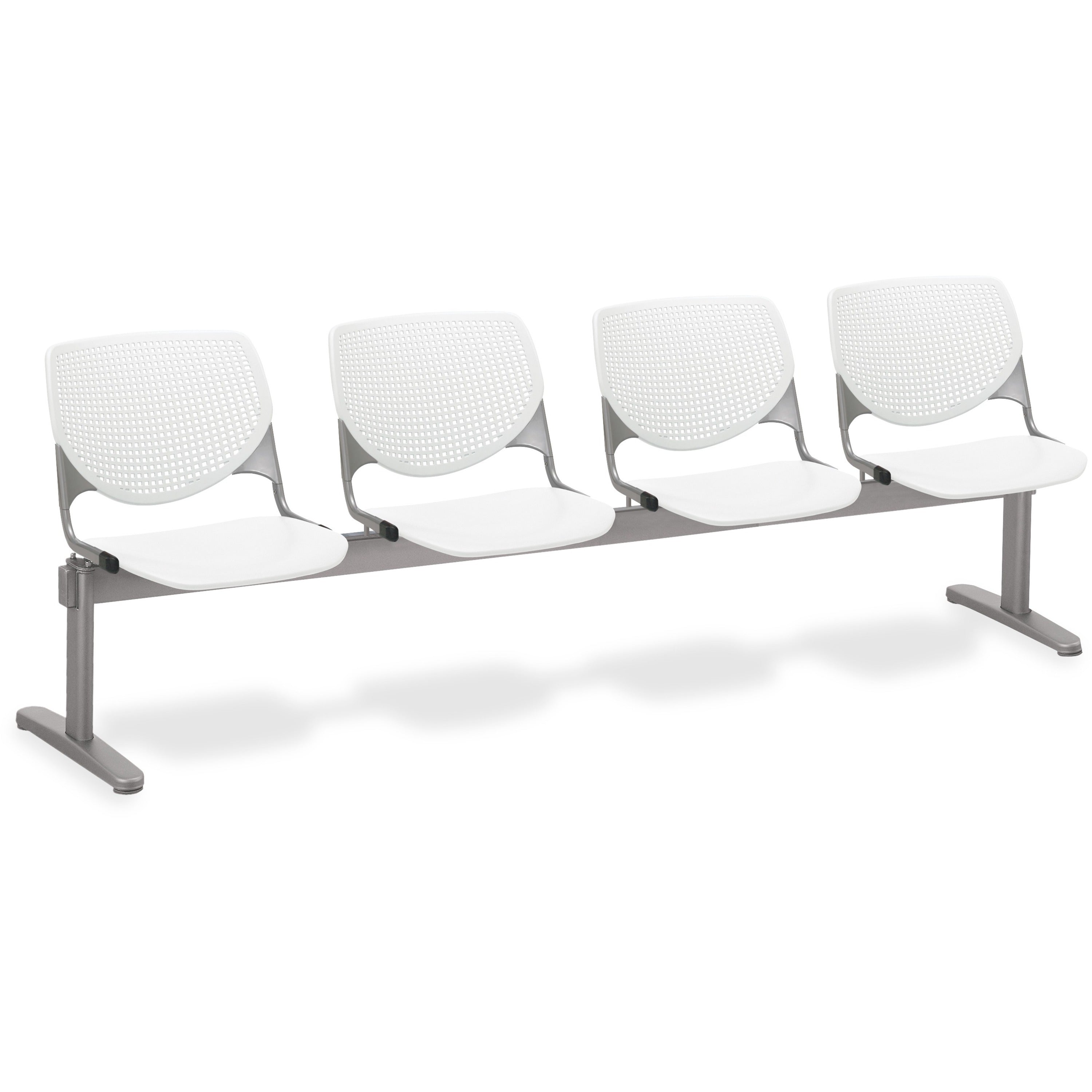 KFI Kool 4 Seat Beam, Polypropylene Seat and Back, Powder Coated Silver Steel Frame, White, 1 Each