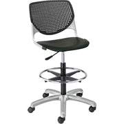 KFI Kool Armless Task Stool with Casters, Polypropylene Seat and Back, Powder Coated Silver Steel Frame, 5-Star Base, Black, 1 Each