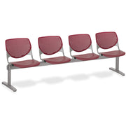 KFI Kool 4 Seat Beam, Polypropylene Seat and Back, Powder Coated Silver Steel Frame, Burgundy, 1 Each