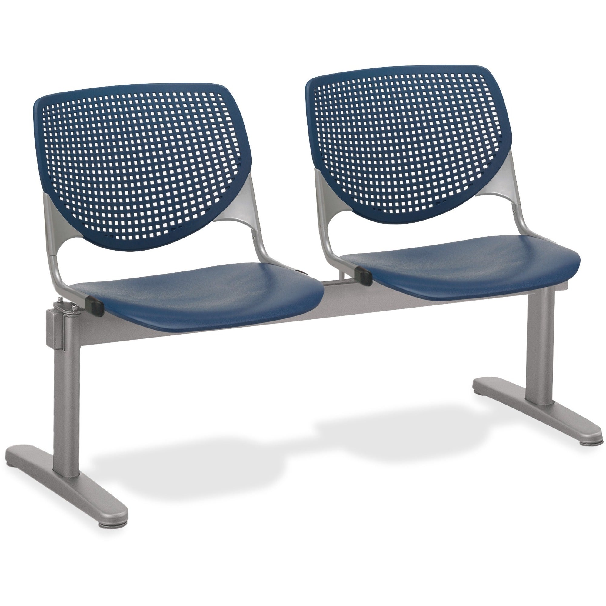 KFI KOOL 2 Seat Beam, Polypropylene Seat and Back, Powder Coated Silver Steel Frame, Navy, 2 Seats, 1 Each