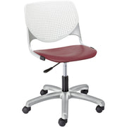 KFI Kool Collection 2300 Task Chair with Casters, Burgundy Polypropylene Seat, White Polypropylene Back, Powder Coated Silver Steel Frame, 5-Star Base, 1 Each
