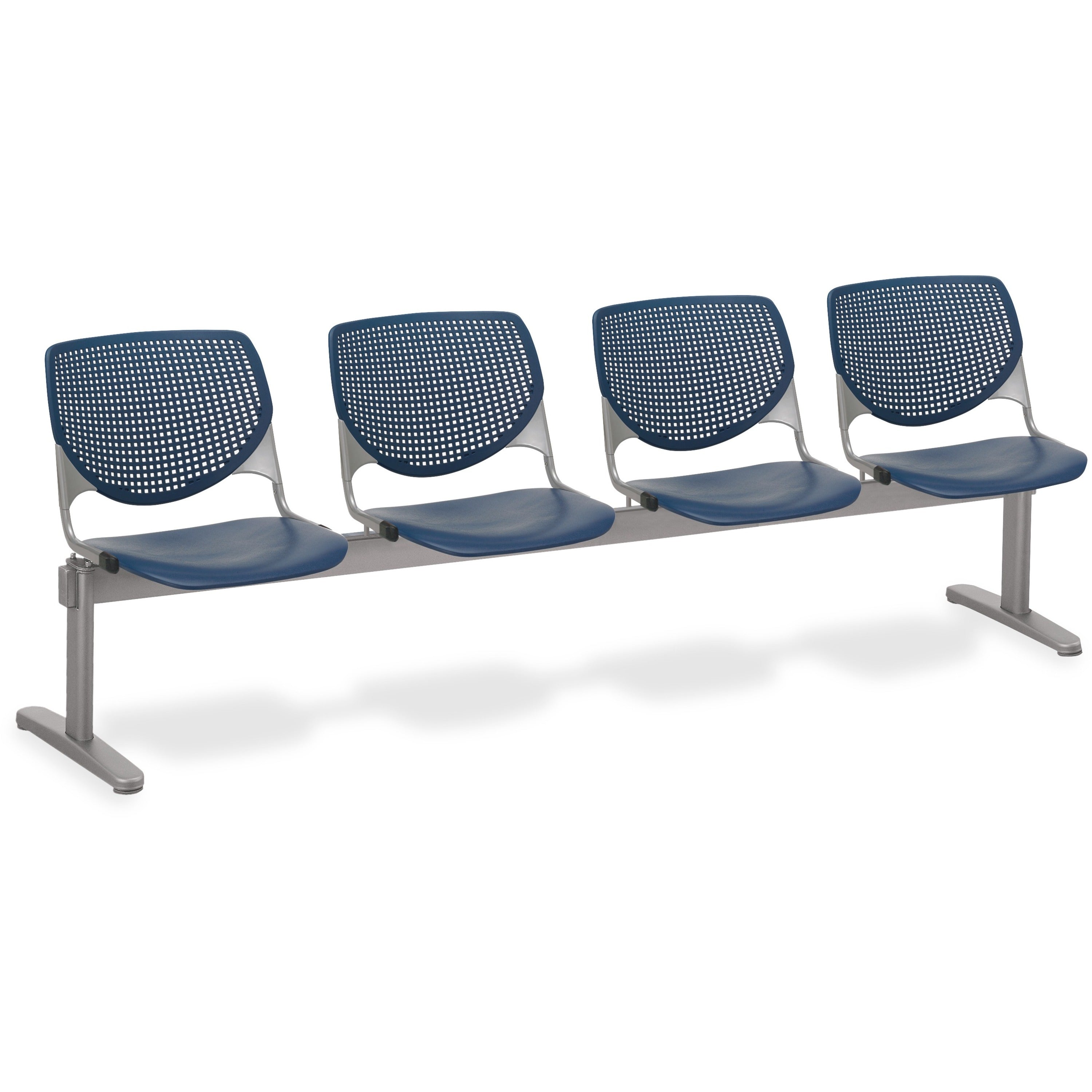 KFI Kool 4 Seat Beam, Polypropylene Seat and Back, Powder Coated Silver Steel Frame, Navy, 1 Each