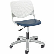 KFI Kool Collection 2300 Task Chair with Casters, Navy Polypropylene Seat, White Polypropylene Back, Powder Coated Silver Steel Frame, 5-star Base, Adjustable Height, Ergonomic Design, 1 Each