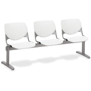 KFI KOOL 3 Seat Beam, Polypropylene Seat & Back, Powder Coated Silver Steel Frame, White, 3 Seats, 1 Each