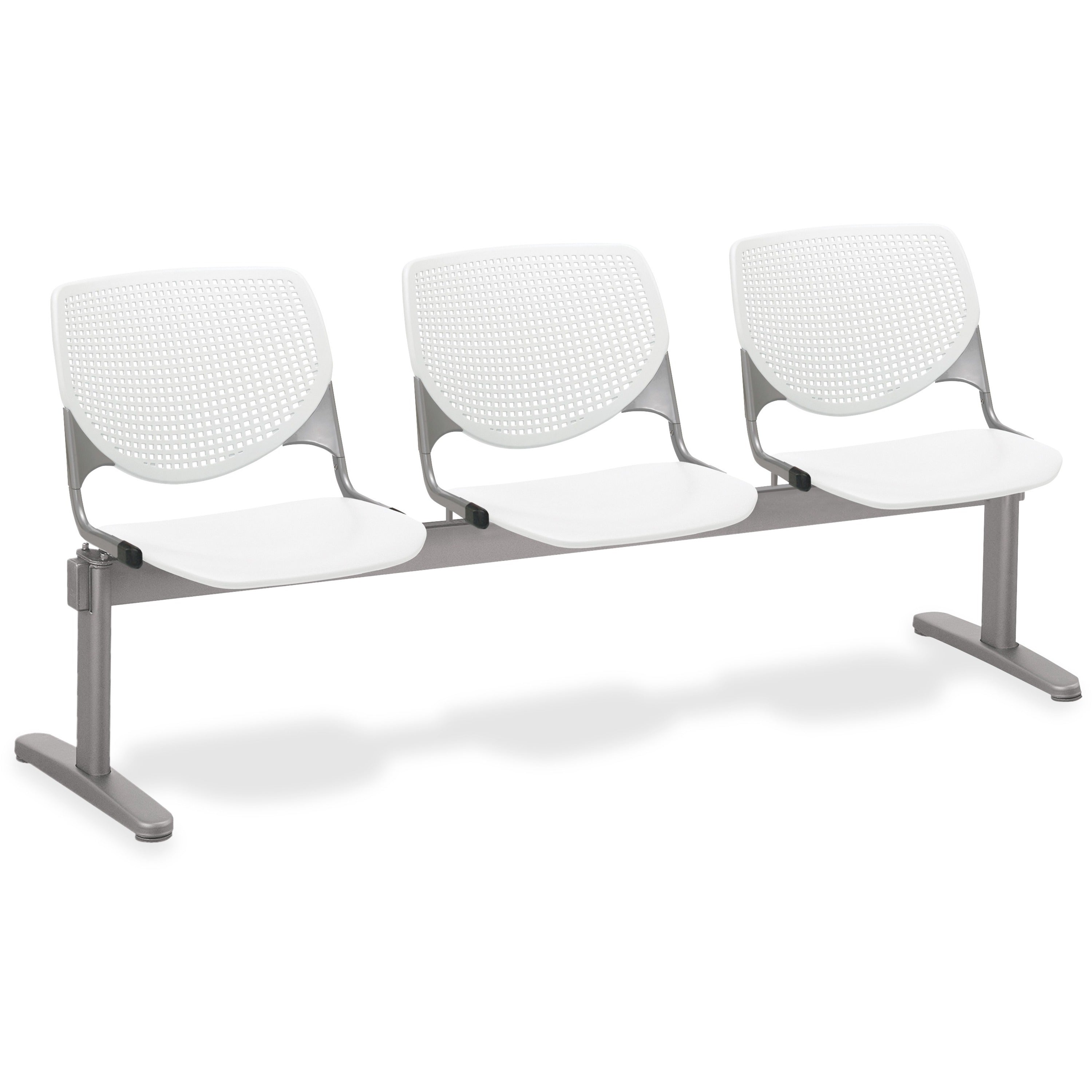 KFI KOOL 3 Seat Beam, Polypropylene Seat & Back, Powder Coated Silver Steel Frame, White, 3 Seats, 1 Each