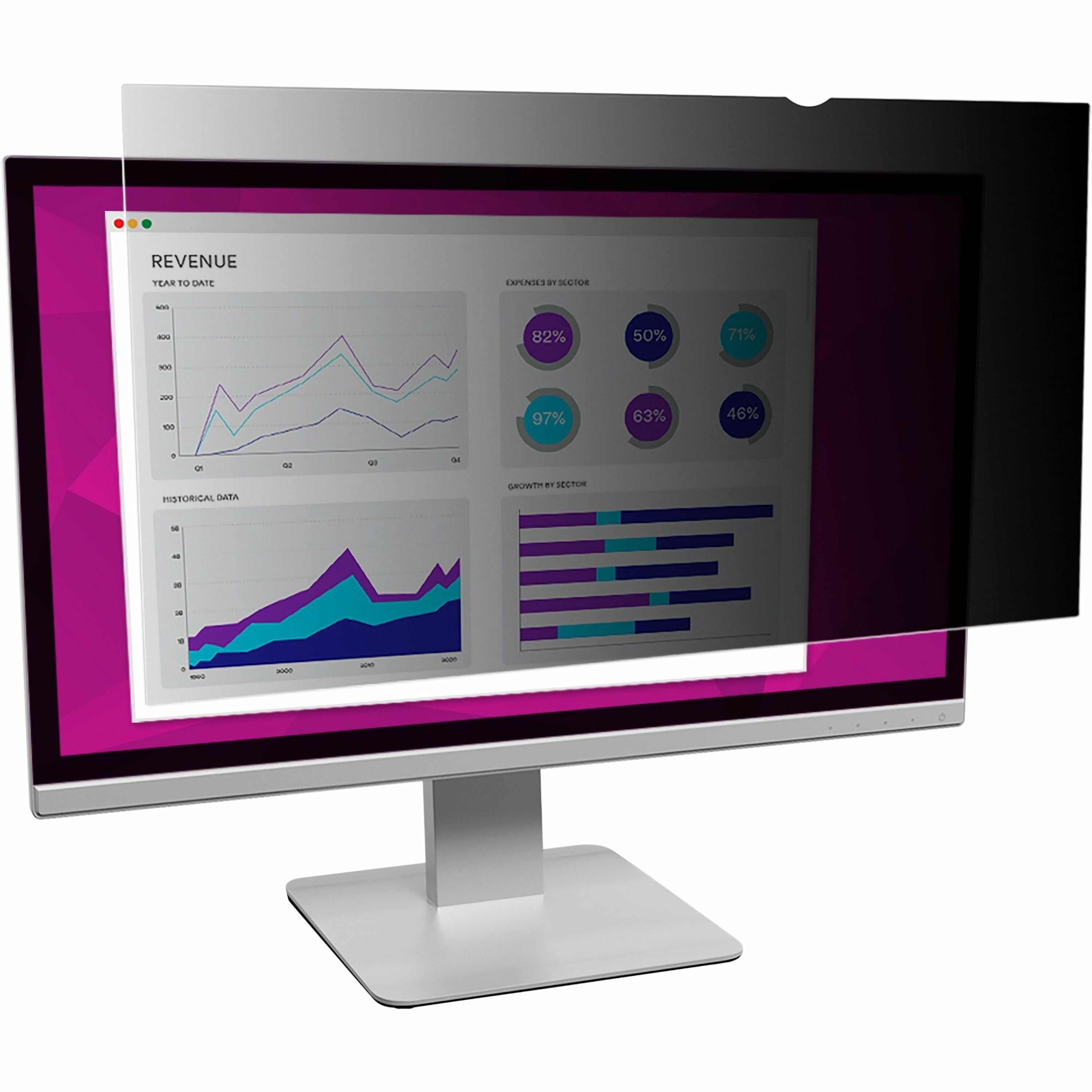 3M High Clarity Privacy Filter, Black/Glossy, 23.8" Widescreen, 16:9, Scratch & Dust Resistant, 1 Each
