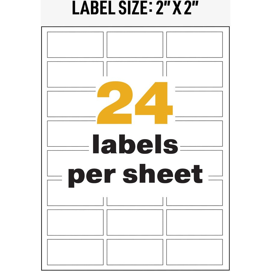 Avery UltraDuty Chemical Labels, Waterproof, 1" x 2-1/2", Permanent Adhesive, Rectangle, Laser Printable, White Film, 24 Labels/Sheet, 25 Sheets, 600 Labels/Box