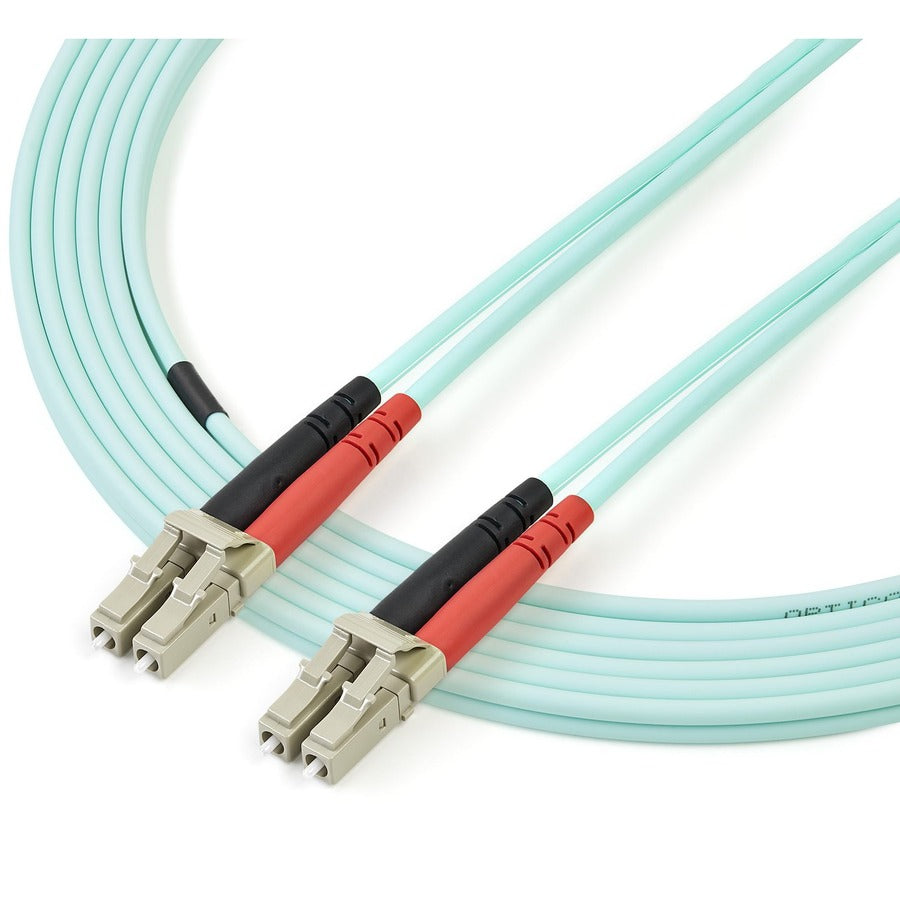 StarTech.com 9.84 ft Fiber Optic Duplex Patch Cable, LC to LC, Multi-mode 50/125µm, LSZH Jacket, Aqua, 100 Gbit/s, 1 Each