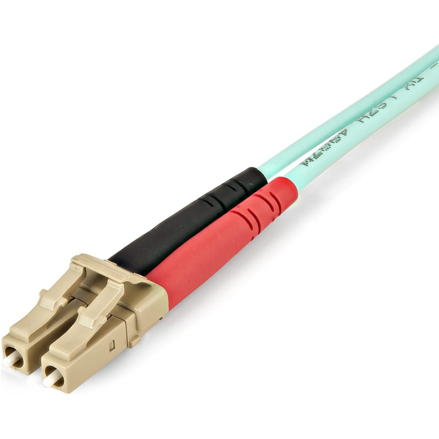 StarTech.com Fiber Optic Duplex Patch Network Cable, 6.56 ft, LC Male to LC Male, 100 Gbit/s, Multi-mode 50/125µm, LSZH Jacket, Aqua, 1 Each