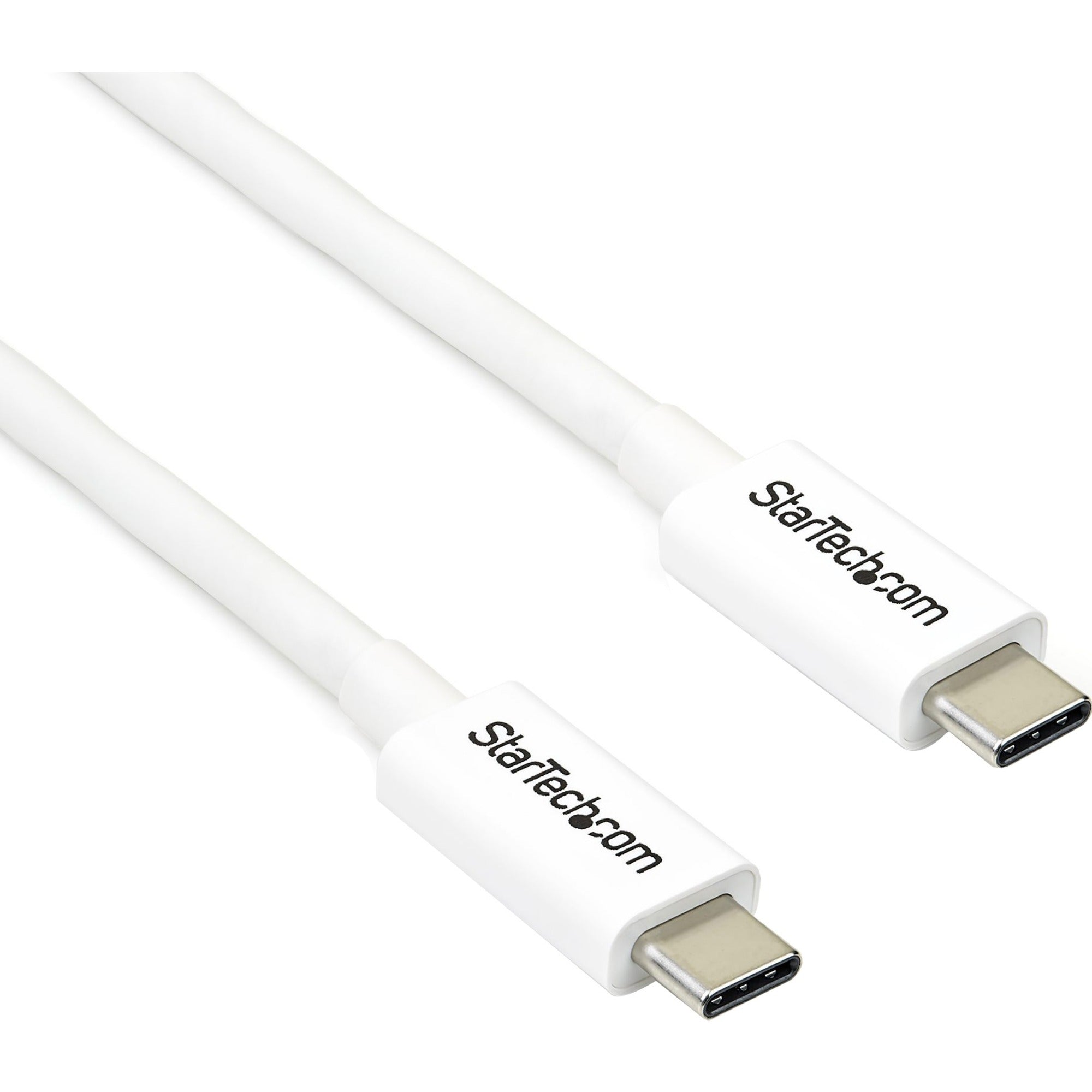 StarTech.com 6.56 ft USB 3.1 Type-C to Type-C Data Transfer Cable, 20 Gbit/s, Nickel Plated, White, 1 Each