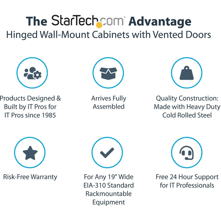 StarTech.com 12U Wall-Mount Server Rack Cabinet - Up to 17 in. Deep - Hinged Enclosure
