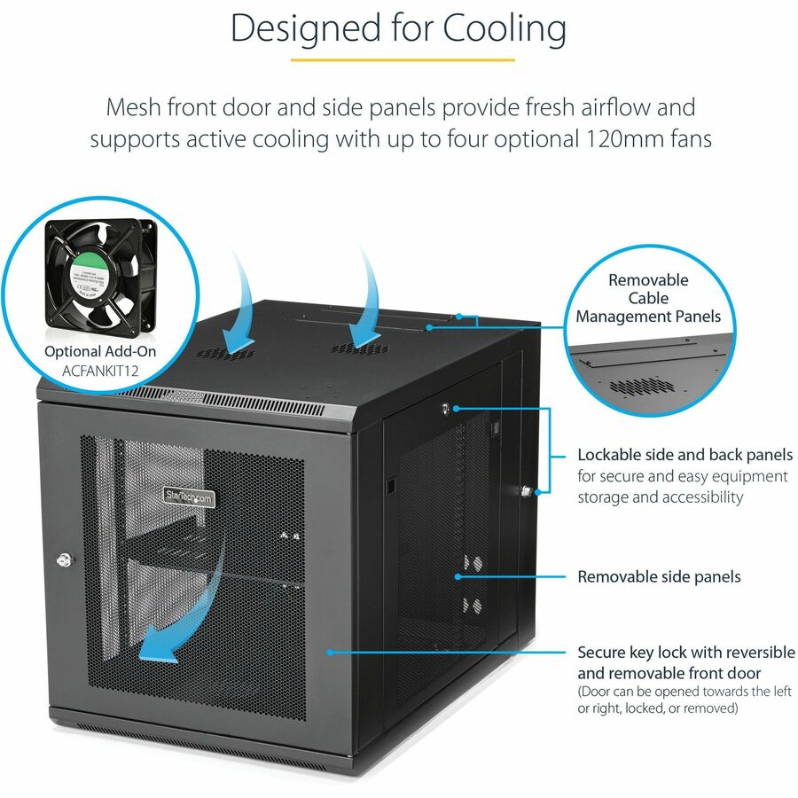 StarTech.com 12U Wall-Mount Server Rack Cabinet - 24 in. Deep - Hinged