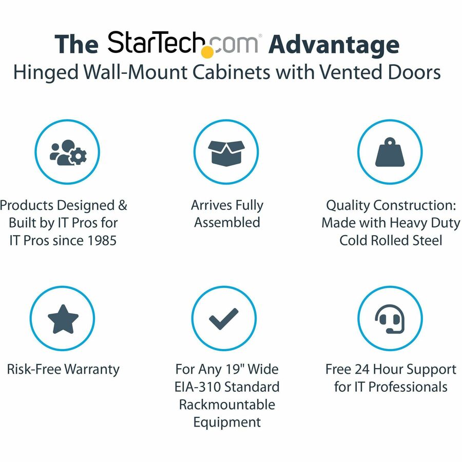 StarTech.com 12U Wall-Mount Server Rack Cabinet - 24 in. Deep - Hinged
