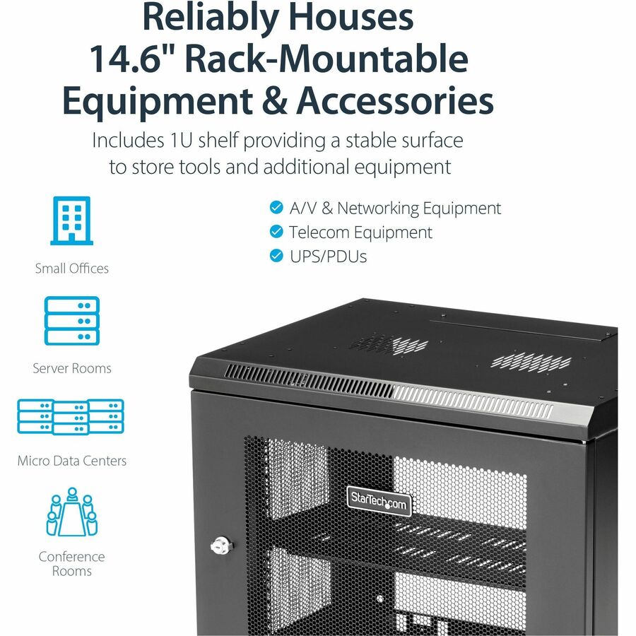 StarTech.com 9U Wall-Mount Server Rack Cabinet - 15 in. Deep