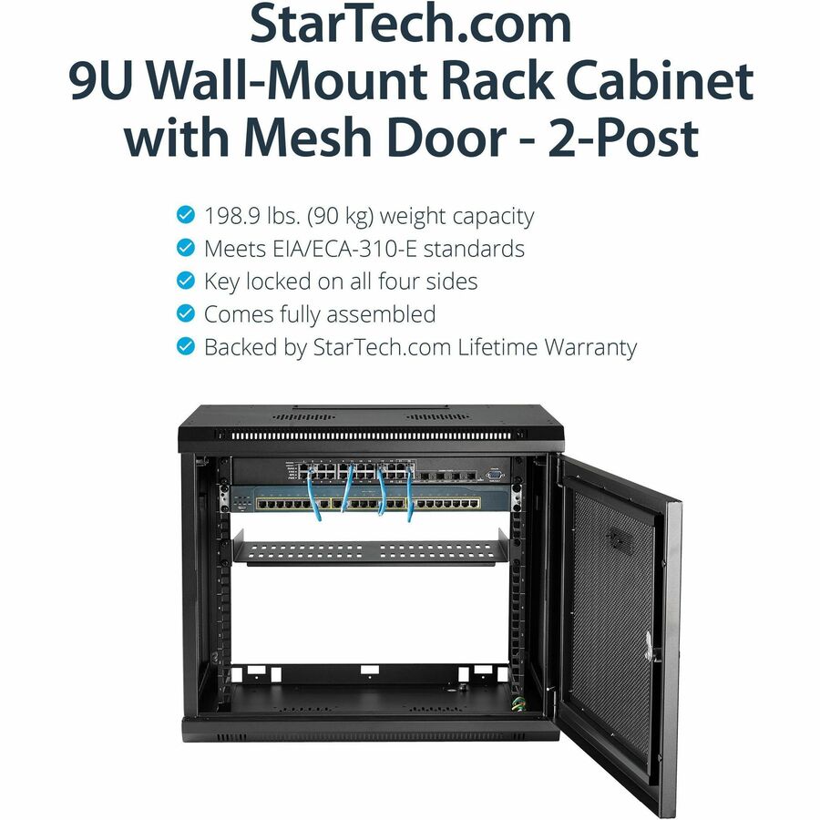 StarTech.com 9U Wall-Mount Server Rack Cabinet - 15 in. Deep