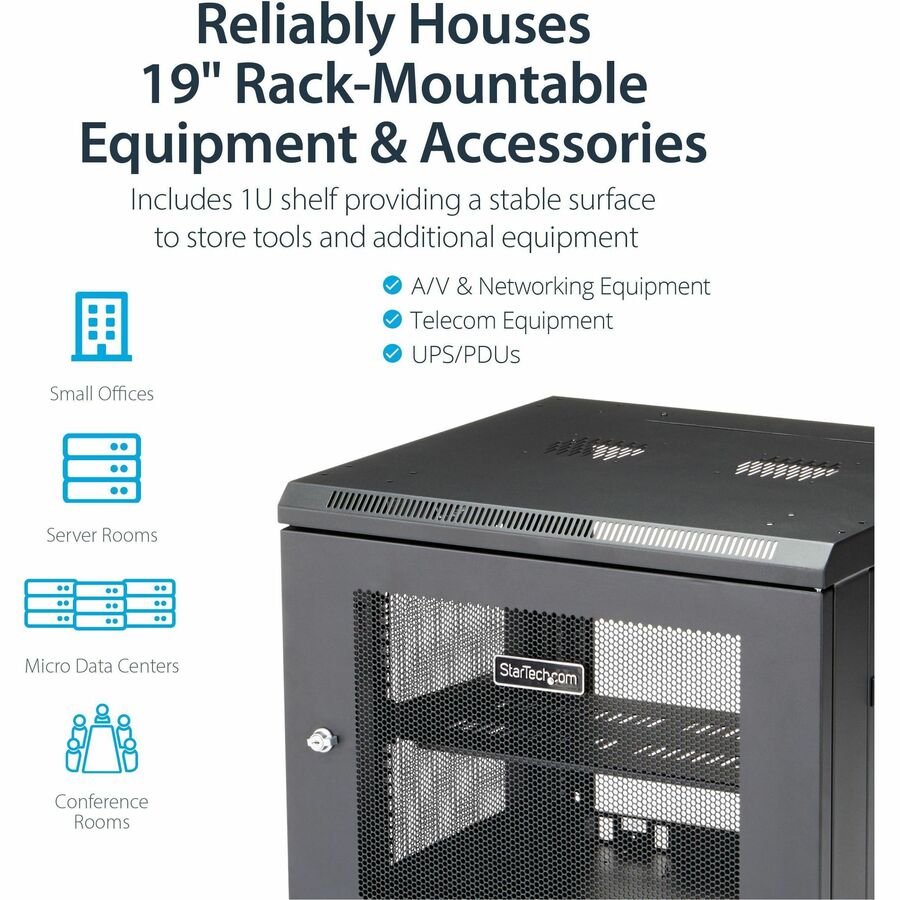 StarTech.com 9U Wall-Mount Server Rack Cabinet - Up to 18.9 in. Deep
