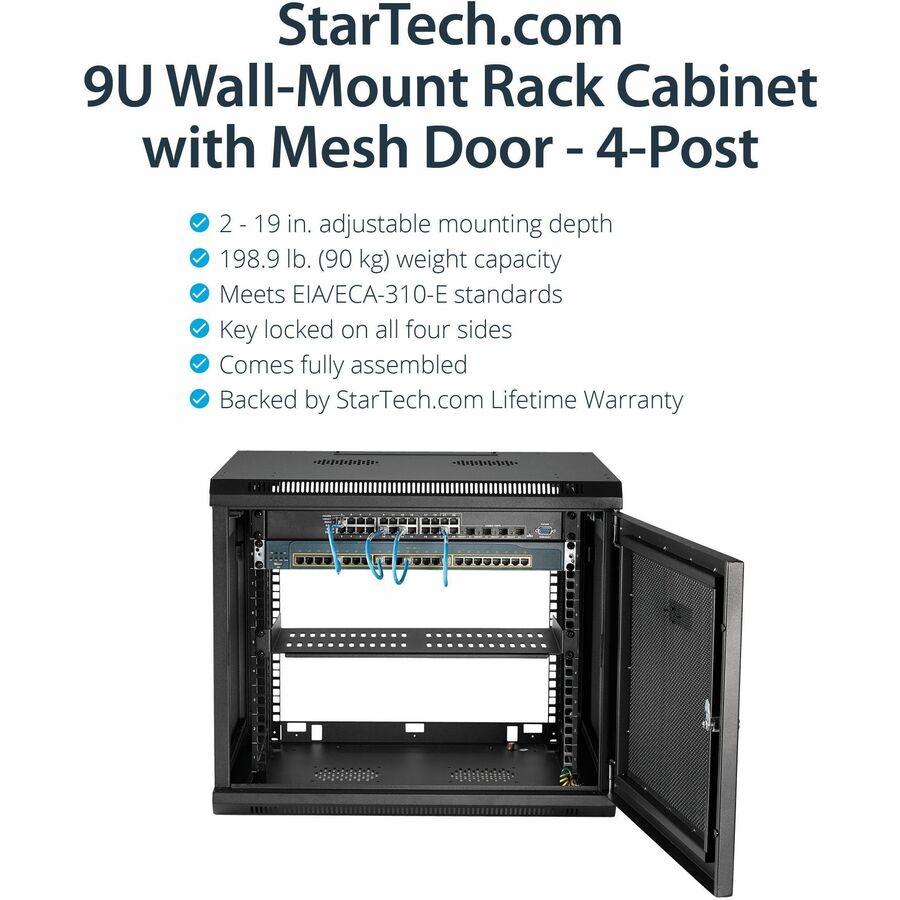 StarTech.com 9U Wall-Mount Server Rack Cabinet - Up to 18.9 in. Deep