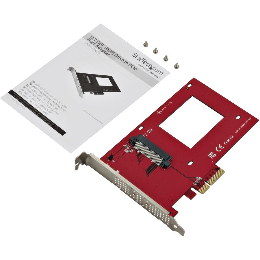 StarTech.com U.2 to PCIe Adapter for 2.5" U.2 NVMe SSD - SFF-8639 - x4 PCI Express 3.0
