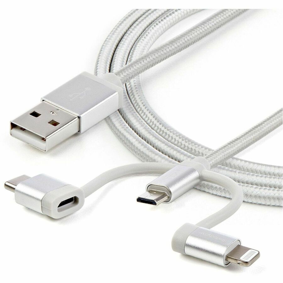 StarTech.com USB Multi-Charger Cable - Lightning, USB-C, Micro-B - Braided - 1 m (3 ft.)