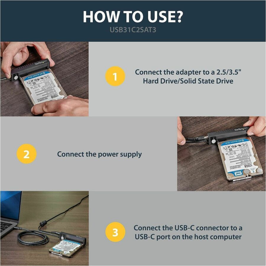 StarTech.com USB 3.1 (10Gbps) Adapter Cable for 2.5"/3.5" SATA Drives - USB-C