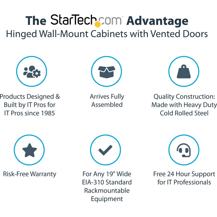 StarTech.com 18U Wall Mount Network Switch Cabinet With Hinged Back Panel