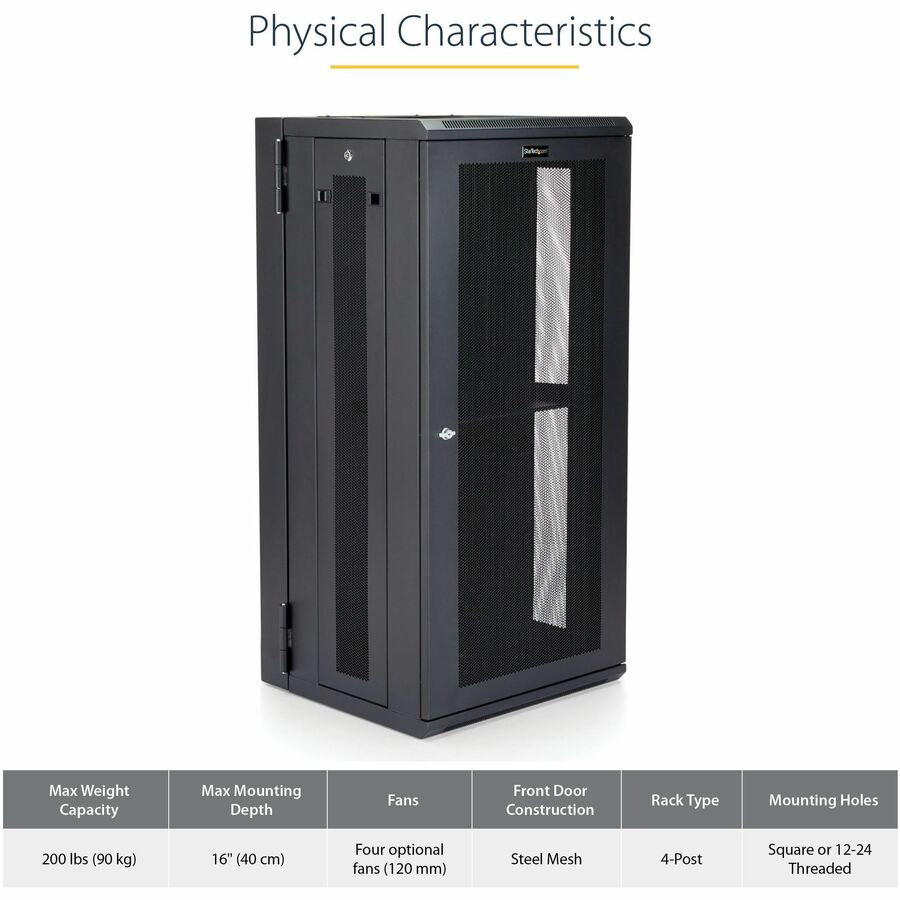 StarTech.com 26U Wall-Mount Server Rack Cabinet - 20 in. Deep - Hinged