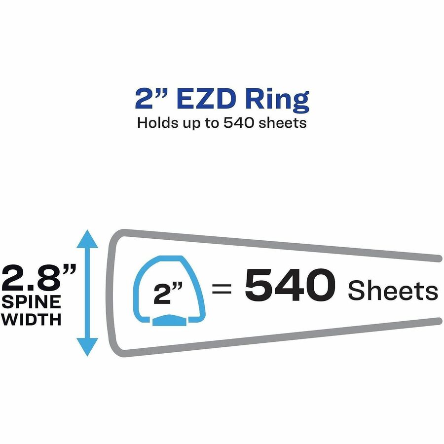 2" Binder Capacity - Letter - 8 1/2" x 11" Sheet Size - 540 Sheet Capacity - Fastener(s): Ring - Pocket(s): 4, Internal - Vinyl - Yellow, Red - Heavy Duty, One Touch Ring, Preprinted, Sturdy - 1 Each