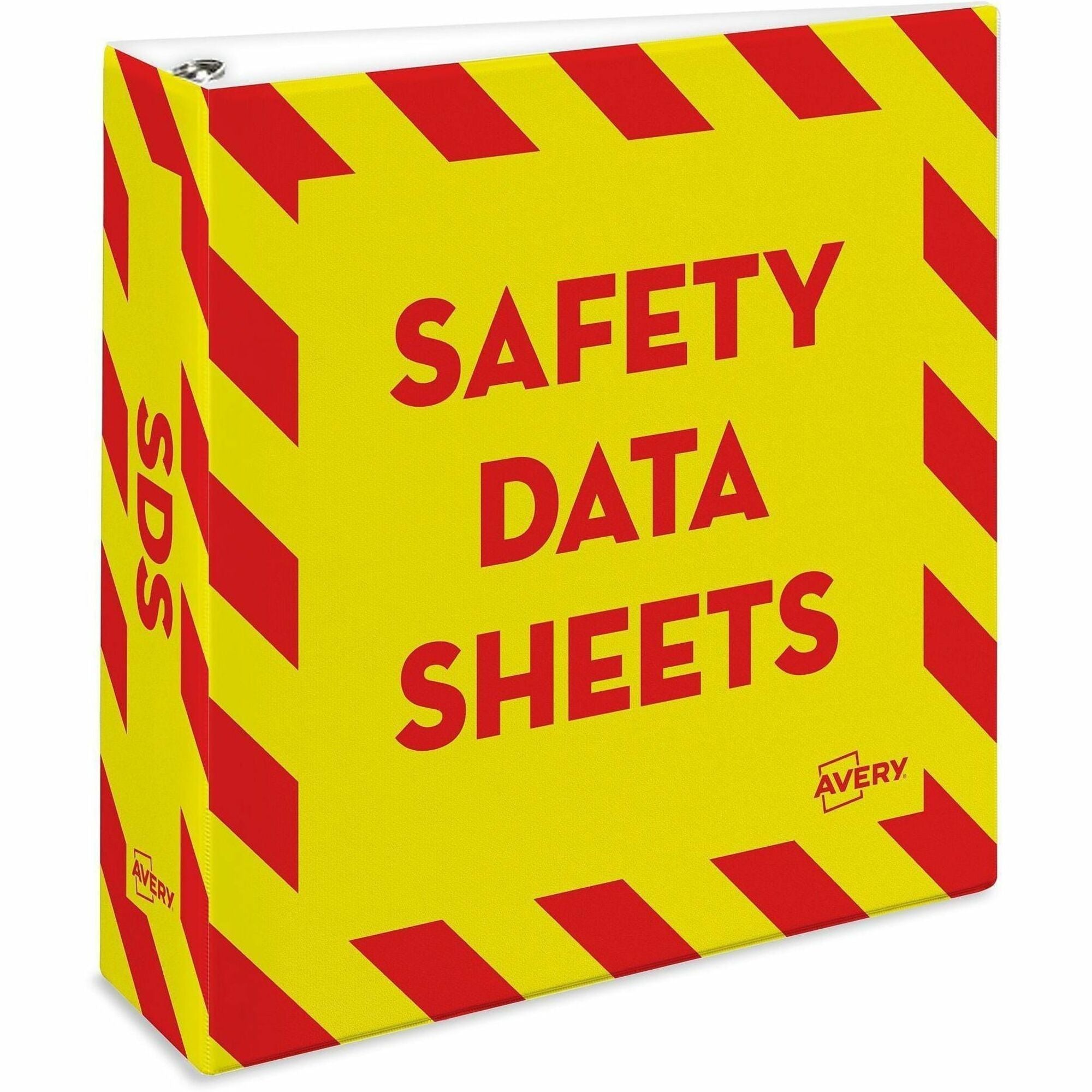 3" Binder Capacity - Letter - 8 1/2" x 11" Sheet Size - 670 Sheet Capacity - Fastener(s): Ring - Pocket(s): 4, Internal - Vinyl - Yellow, Red - Heavy Duty, One Touch Ring, Preprinted, Sturdy - 1 Each