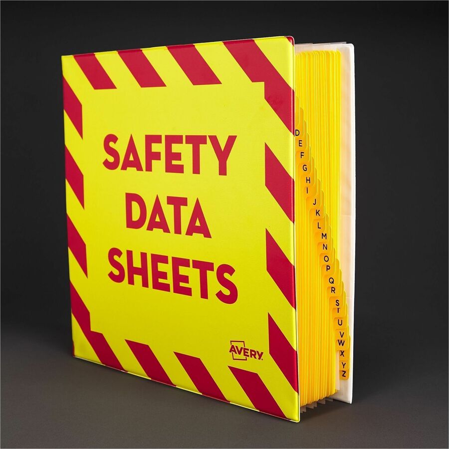 3" Binder Capacity - Letter - 8 1/2" x 11" Sheet Size - 670 Sheet Capacity - Fastener(s): Ring - Pocket(s): 4, Internal - Vinyl - Yellow, Red - Heavy Duty, One Touch Ring, Preprinted, Sturdy - 1 Each