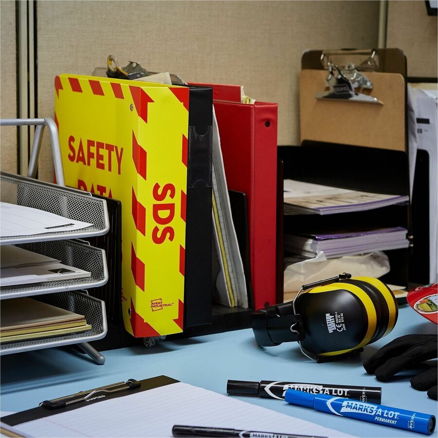 3" Binder Capacity - Letter - 8 1/2" x 11" Sheet Size - 670 Sheet Capacity - Fastener(s): Ring - Pocket(s): 4, Internal - Vinyl - Yellow, Red - Heavy Duty, One Touch Ring, Preprinted, Sturdy - 1 Each