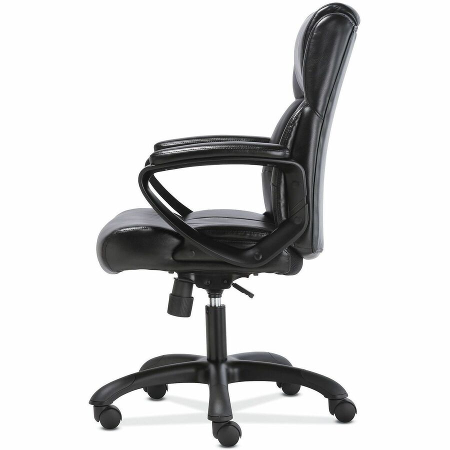 Black Seat Color - SofThread Leather Seat Material - Black Back Color - SofThread Leather Back Material - Mid Back - 5-star Base - 1 Each