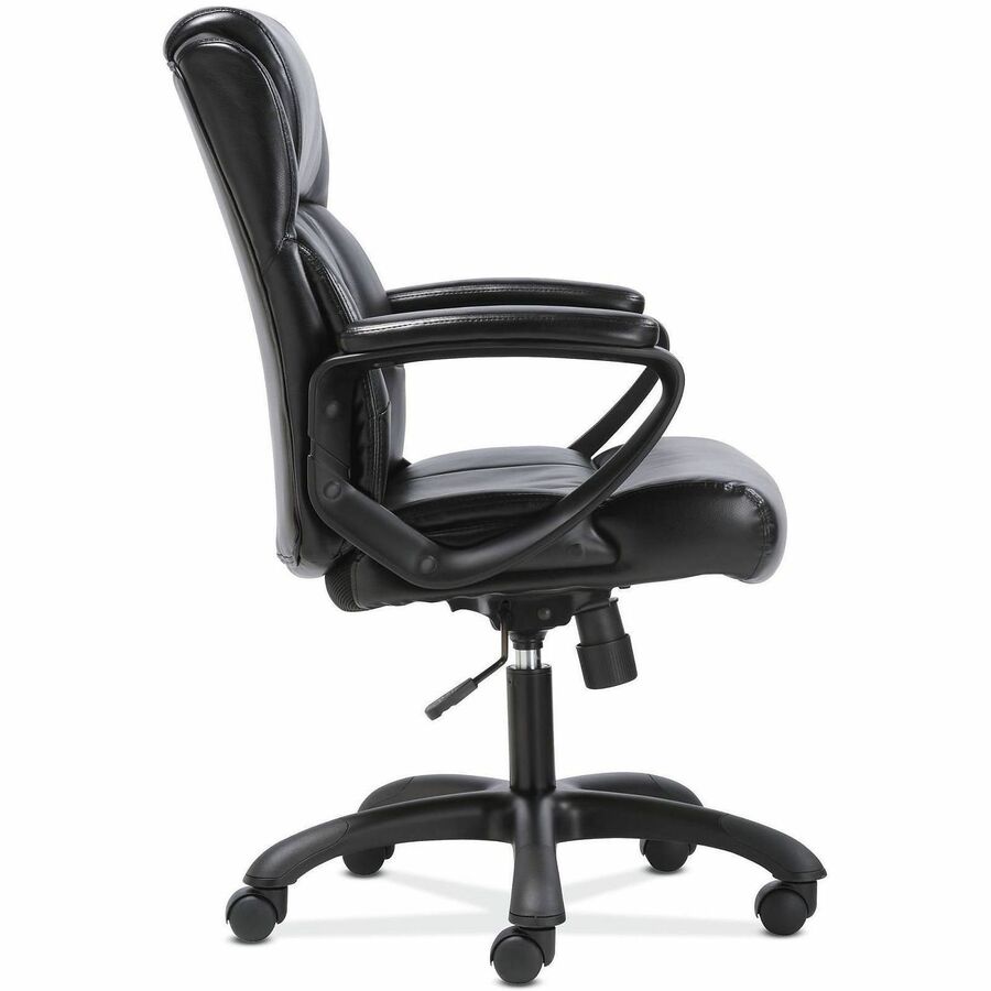 Black Seat Color - SofThread Leather Seat Material - Black Back Color - SofThread Leather Back Material - Mid Back - 5-star Base - 1 Each