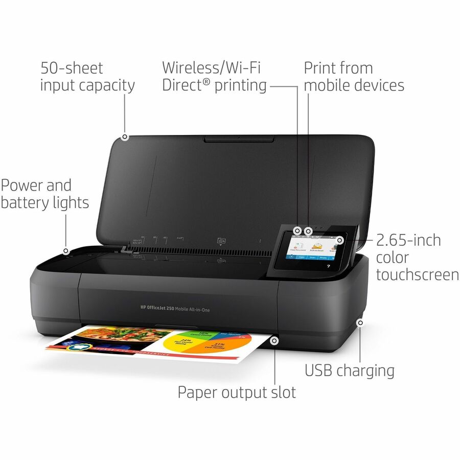 HP Officejet 250 Wireless Inkjet Multifunction Printer - Color