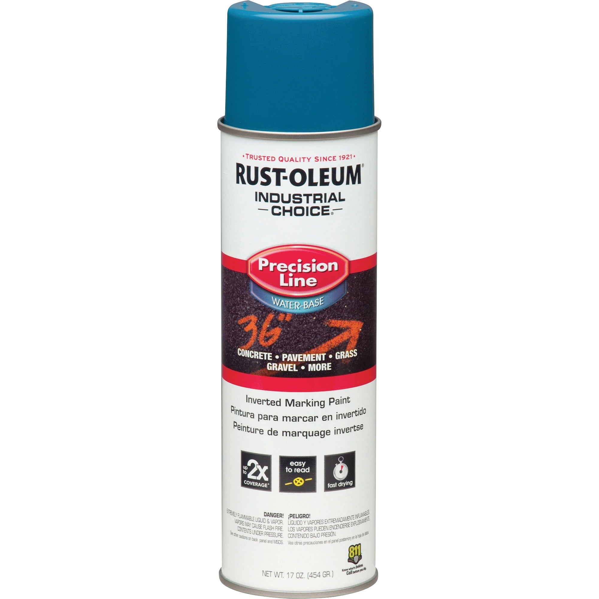 Rust-Oleum Industrial Choice Precision Line Marking Paint, Caution Blue, 17 fl oz, 1 Each