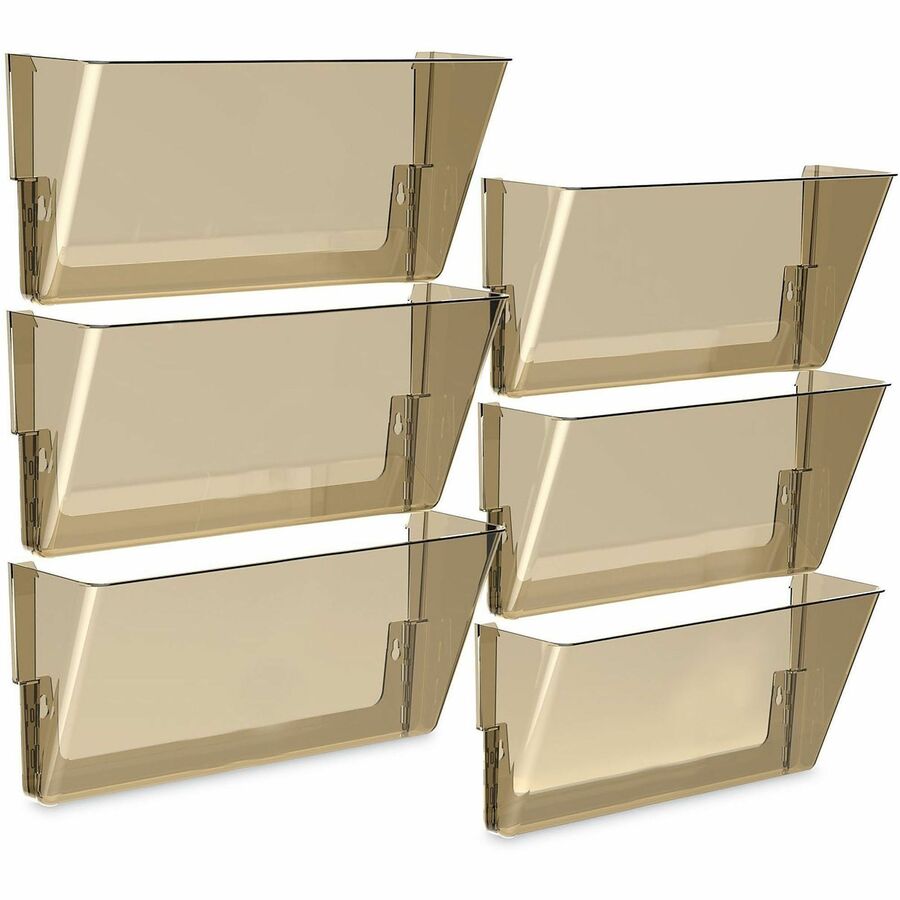 Storex Stacking Wall Pocket, 1 Pocket, 7" H x 4" W x 16" L, Stackable, Smoke, Poly, 1 Each