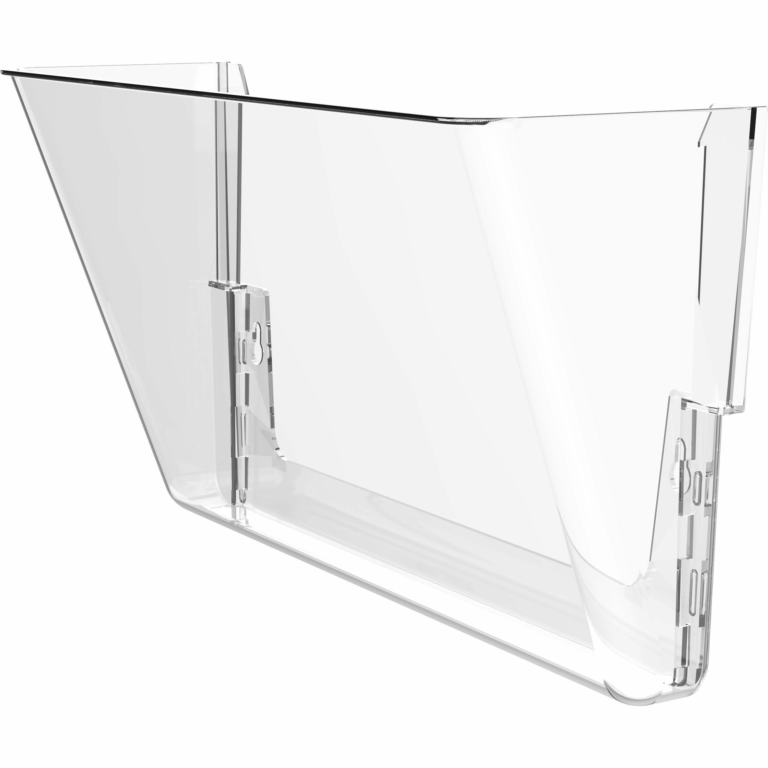 Storex Stacking Wall Pocket, 1 Pocket, 7" H x 4" W x 13" L, Stackable, Clear Plastic, Includes Mounting Brackets, 1 Each