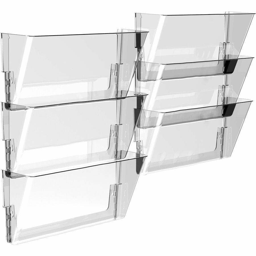 Storex Stacking Wall Pocket, 1 Pocket, 7" H x 4" W x 13" L, Stackable, Clear Plastic, Includes Mounting Brackets, 1 Each