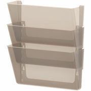 Storex Stacking Wall Pocket Set, Stackable, Smoke, Poly, 18 File Capacity, 1 Pocket, 7" x 4" x 16", 3 per Set