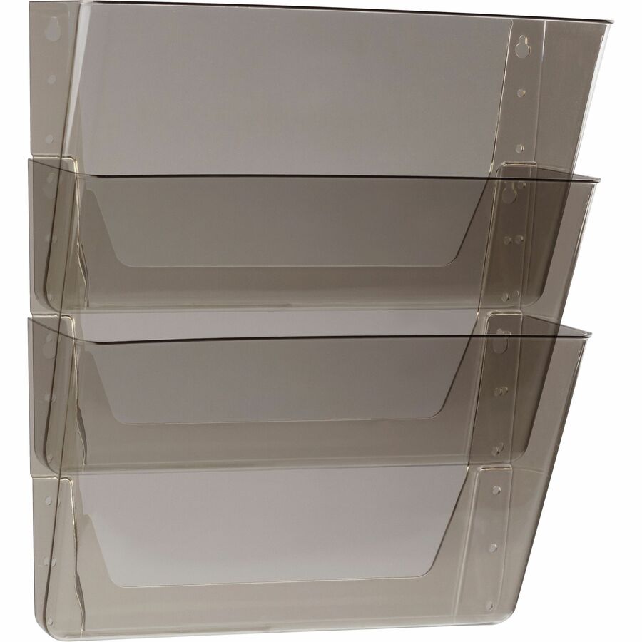 Storex Stacking Wall Pocket Set, Stackable, Smoke, Poly, 18 File Capacity, 1 Pocket, 7" x 4" x 16", 3 per Set