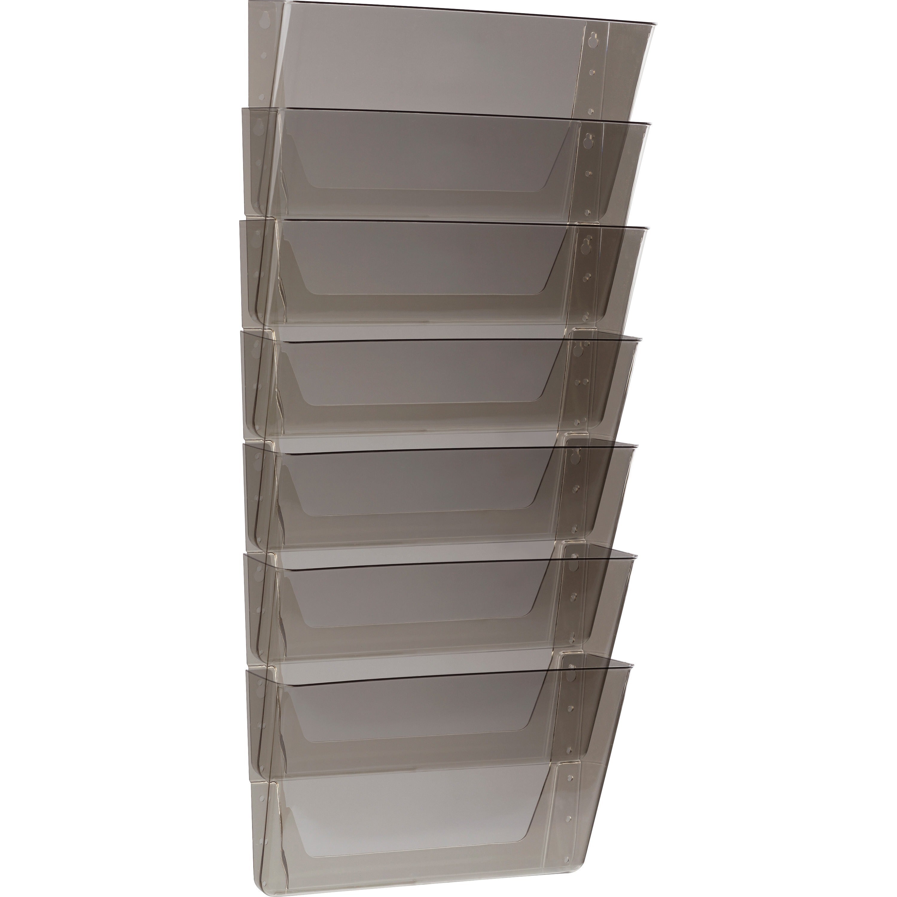 Storex Stacking Wall Pocket Set, Stackable, Smoke, Plastic, 7" x 4" x 13", 7 per Set