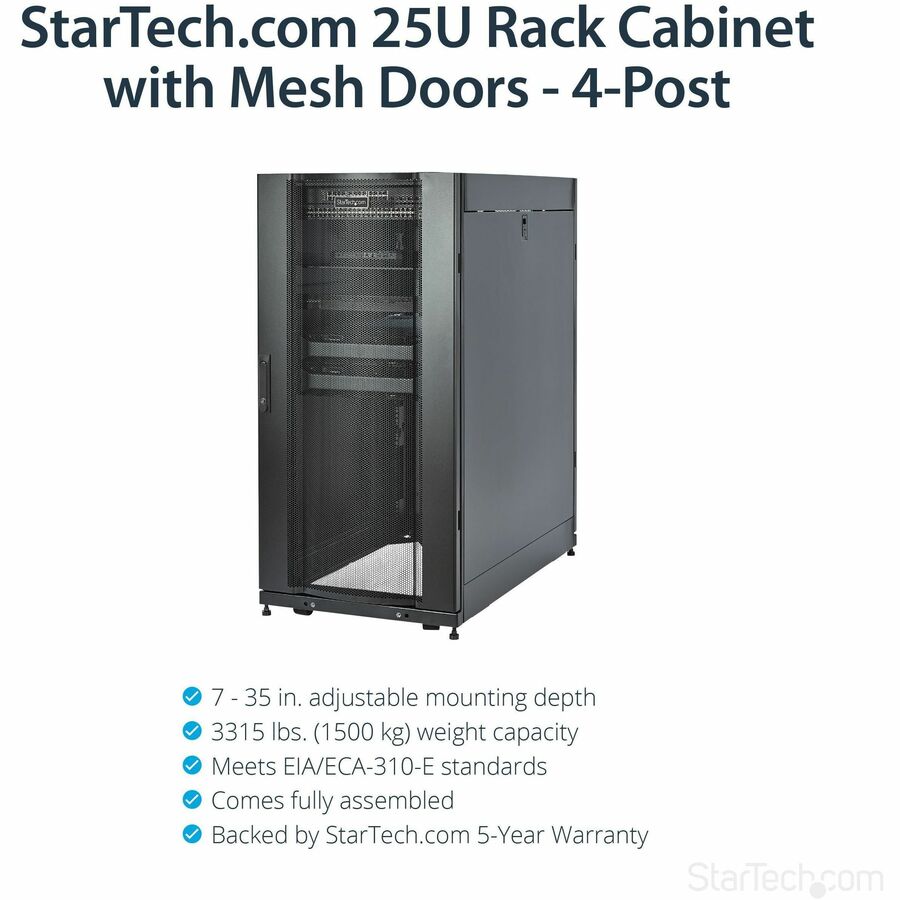 StarTech.com 25U Server Rack Cabinet - 37 in. Deep Enclosure