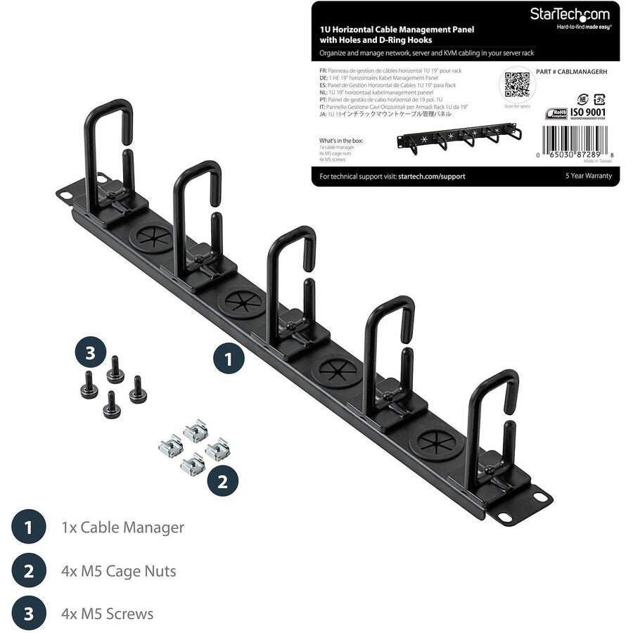 StarTech.com 1U Server Rack Cable-Management Panel