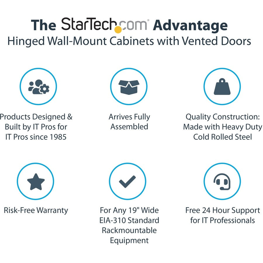 StarTech.com 15U Wall-Mount Server Rack Cabinet - 16.1 in. Deep - Hinged