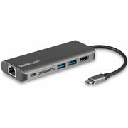 StarTech.com Docking Station, USB-C, 3 USB 3.0 Ports, 1 HDMI, SD Card Reader, Gigabit Ethernet, Thunderbolt, 4K Support, 60W Power Delivery, Black/Gray, 1 Each