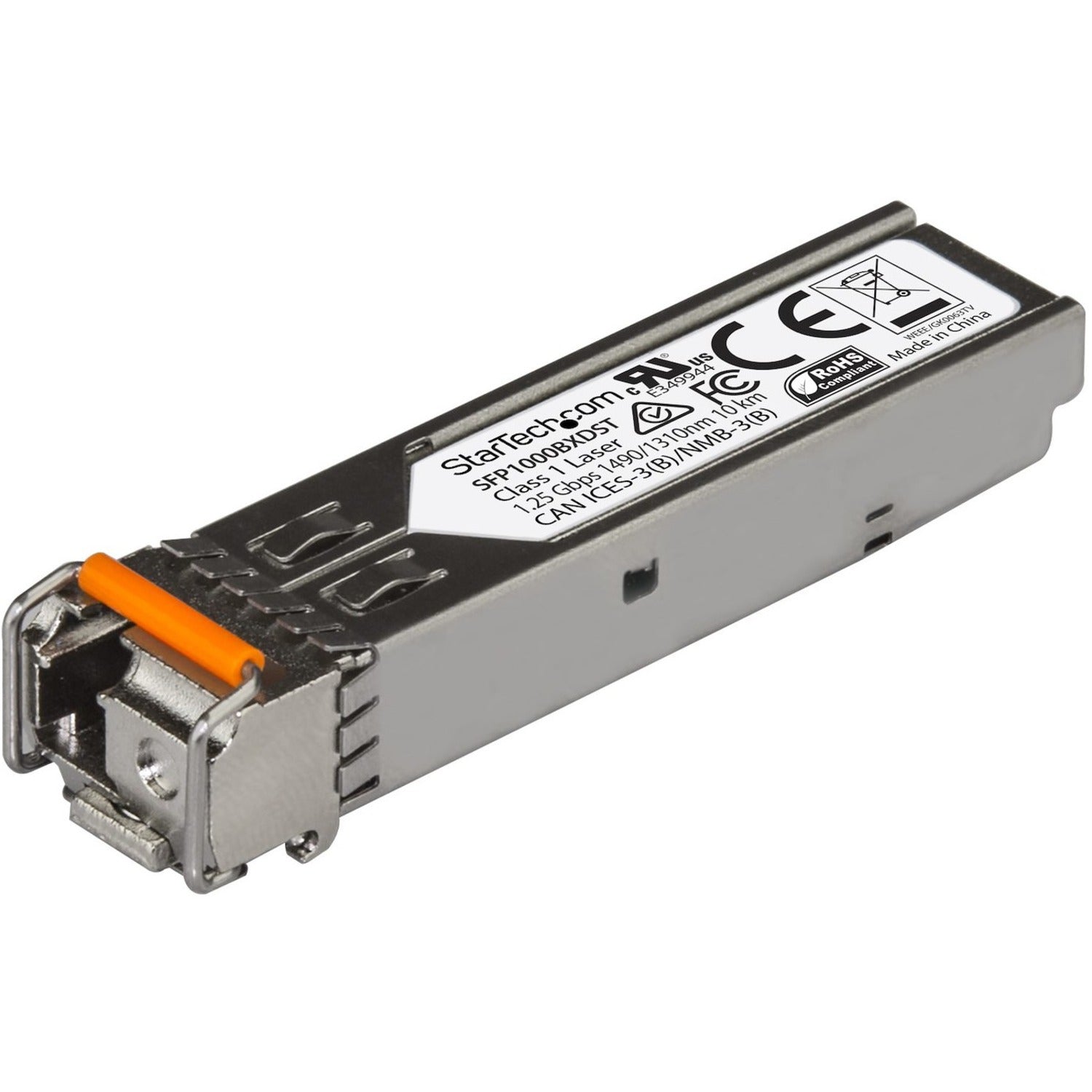 StarTech.com SFP (mini-GBIC) Module, 1 x LC Duplex, 1000Base-BX, Single-mode Optical Fiber, 1.25 Gbps, Hot-swappable, 1 Each