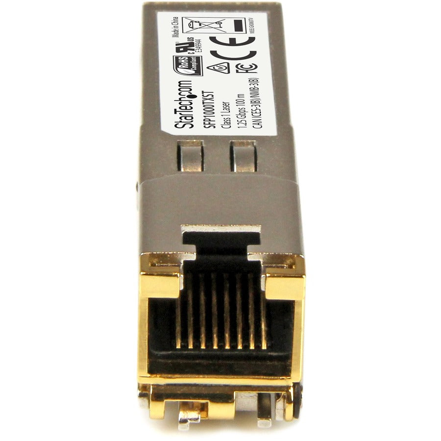 StarTech.com SFP (mini-GBIC) Module, 1 x RJ-45 Duplex 1000Base-TX, 1.25 Gigabit Ethernet, Hot-swappable, Twisted Pair, 1 Each